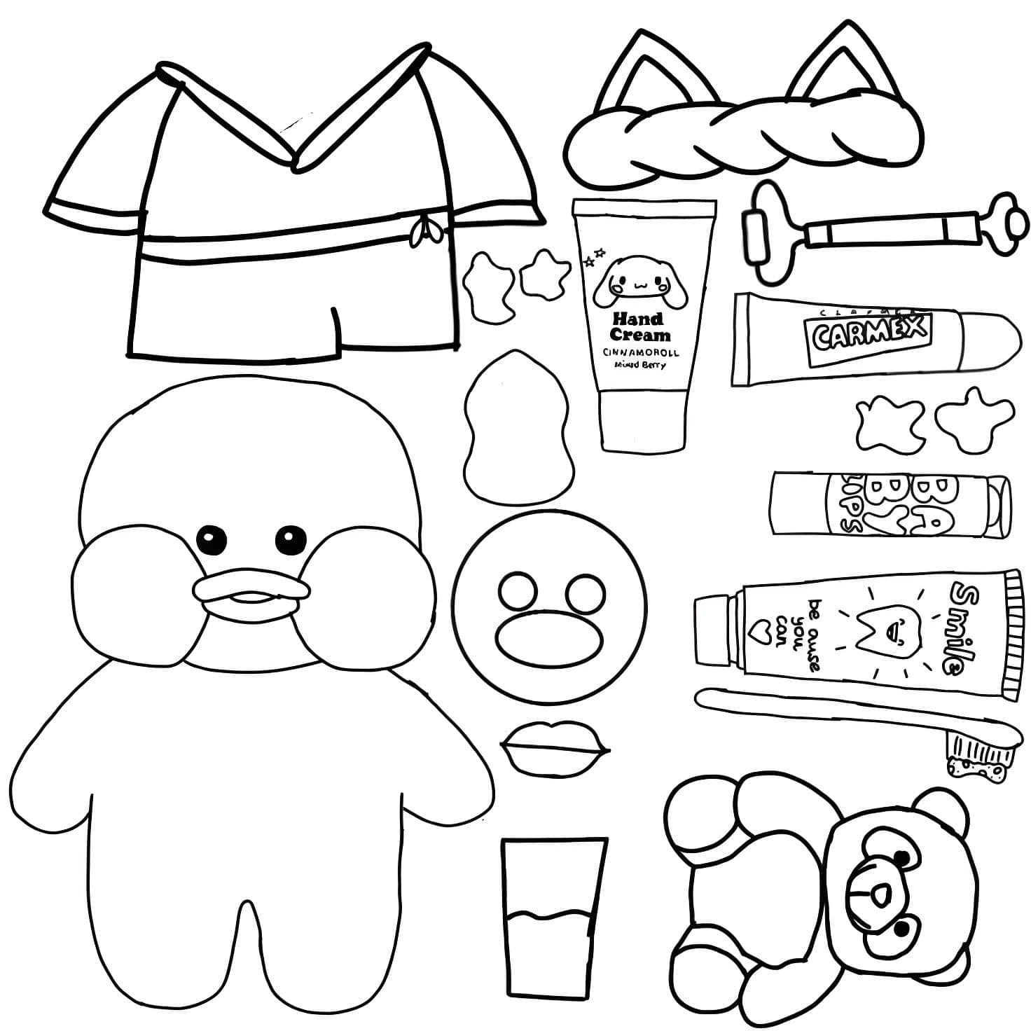 desenho do paper duck skincare para imprimir e colorir